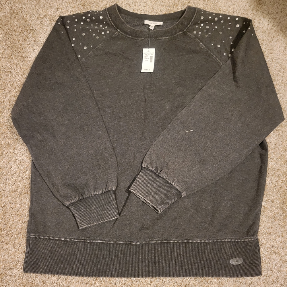 nwt Maurices Charcoal Sweater with Studded Shoulders